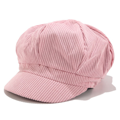 Pure Color Corduroy Hat Women's Trendy Wild Literary Cap