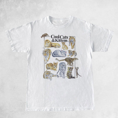 Printed Cool Cat Vintage T-shirt Unisex