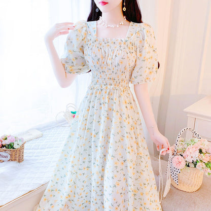 Vintage Floral Chiffon Long Dress