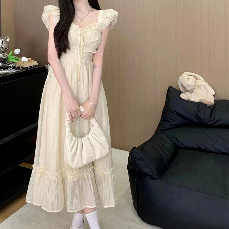 White Small Flying Sleeve Dress Children