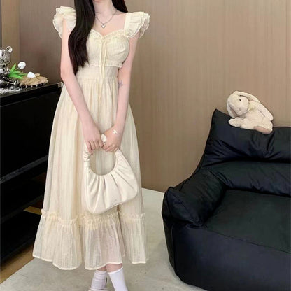 White Small Flying Sleeve Dress Children