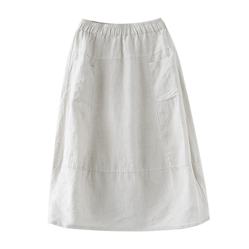 Chic Literary Linen Skirt for Effortless Style