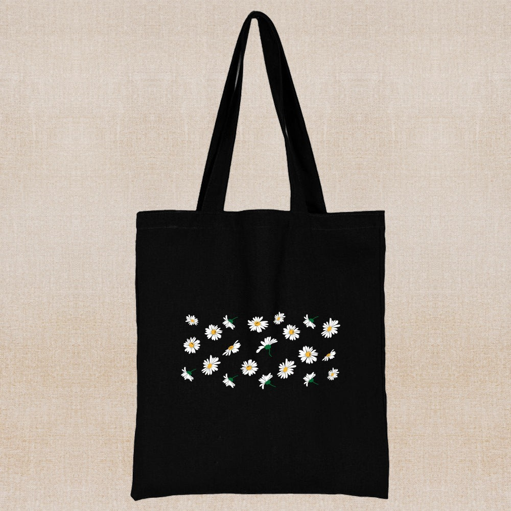 Daisy Print Canvas Shopping Bag: Eco-Friendly Style