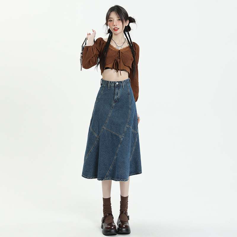 Stylish High-Waist Denim Skirt for Women