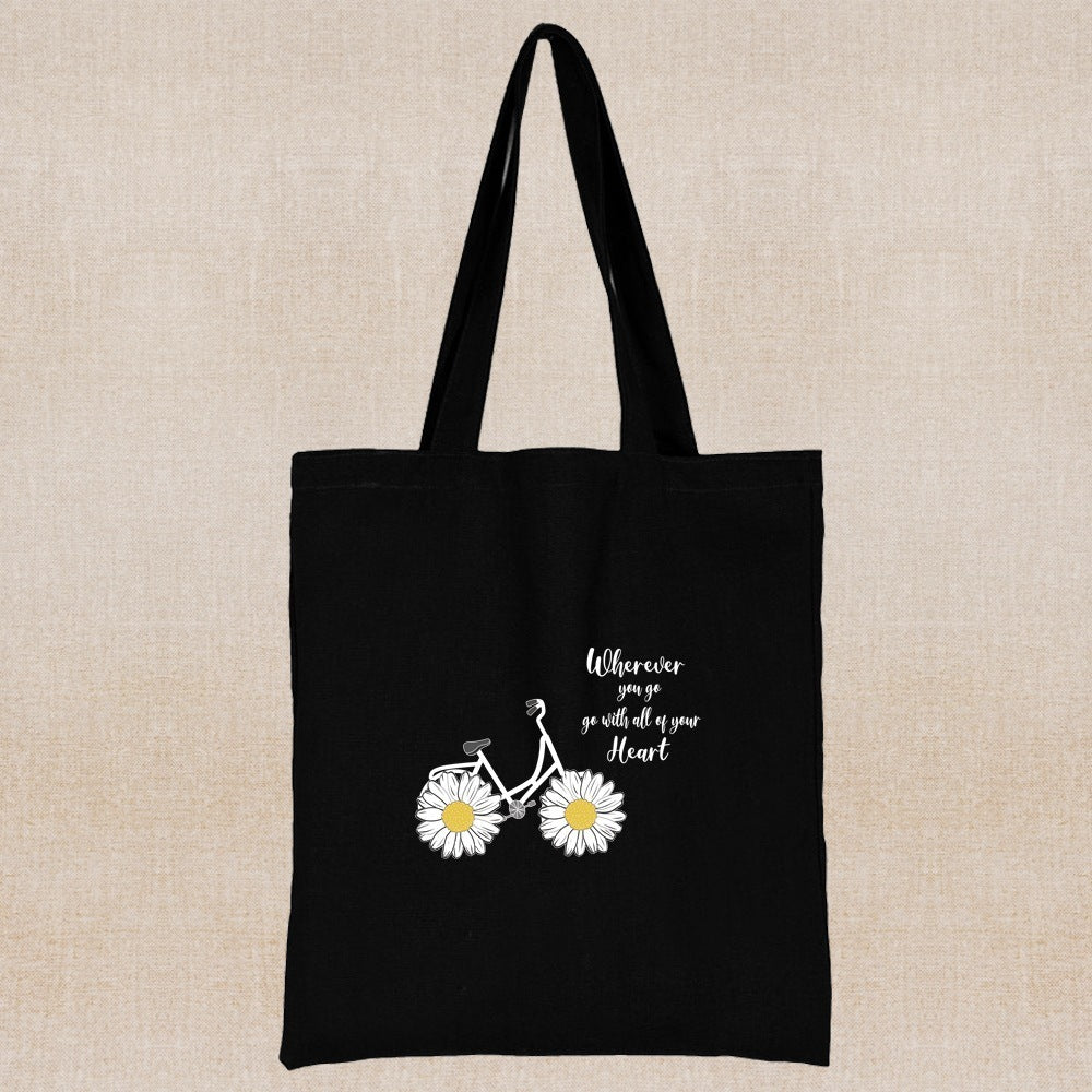 Daisy Print Canvas Shopping Bag: Eco-Friendly Style