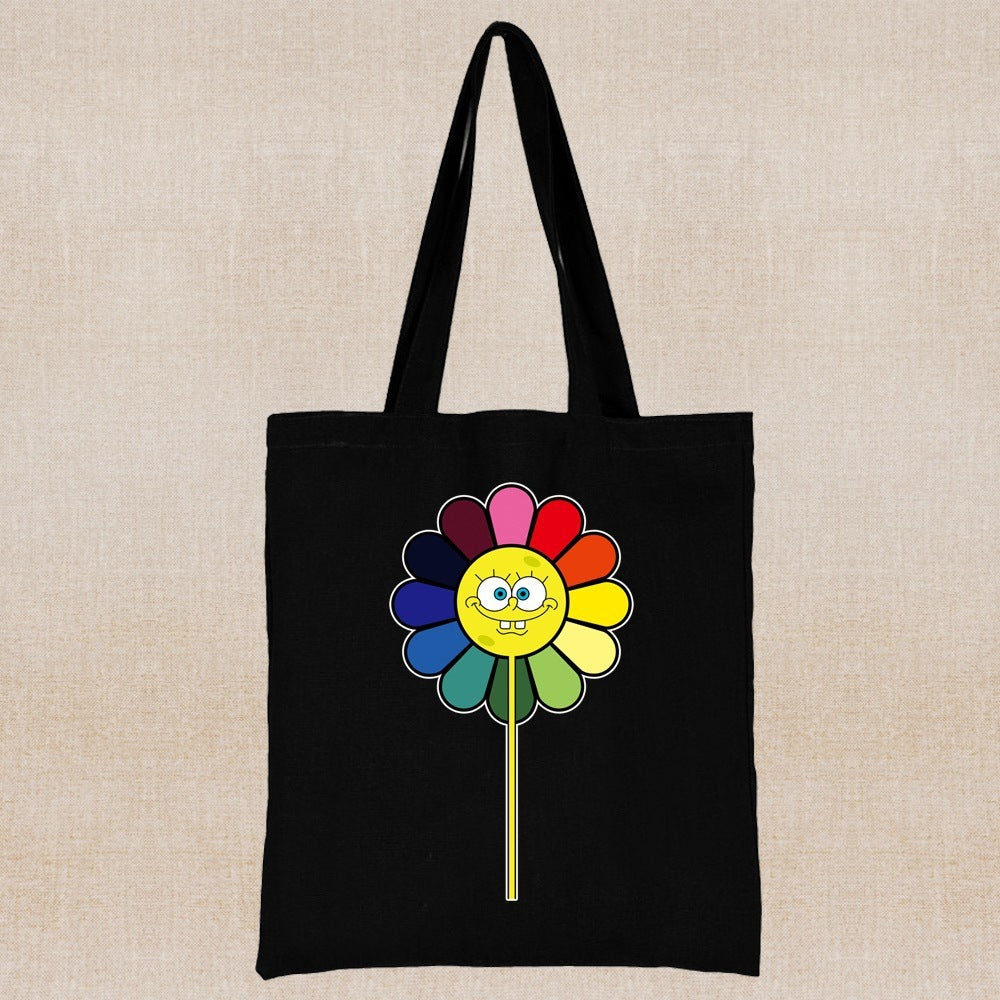 Daisy Print Canvas Shopping Bag: Eco-Friendly Style