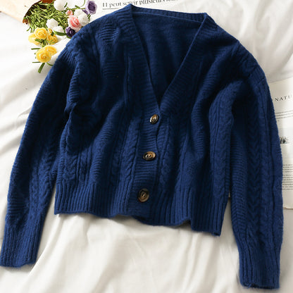 Single Breasted Cardigan With  Spaces And Long Sleeves