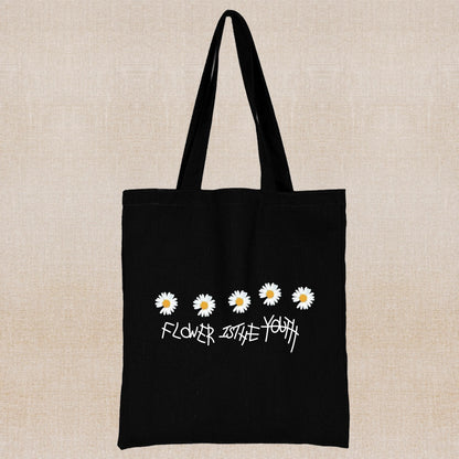 Daisy Print Canvas Shopping Bag: Eco-Friendly Style