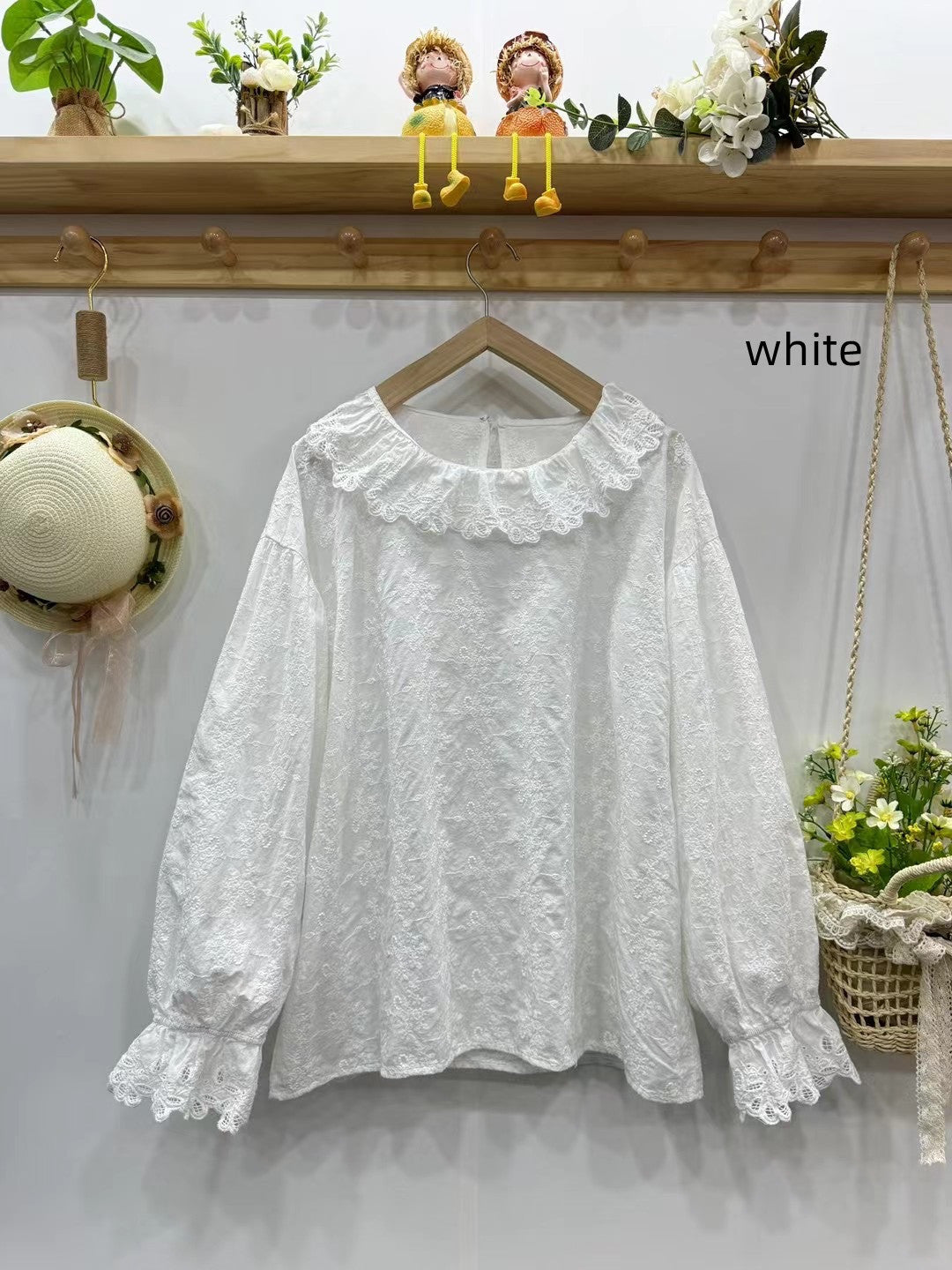 Artistic Style Embroidered Loose Top Versatile Doll Shirt