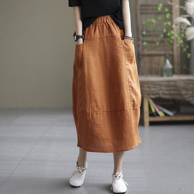 Chic Literary Linen Skirt for Effortless Style