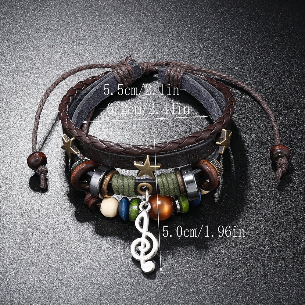 Simple Multi-layer Beaded Leather Bracelet