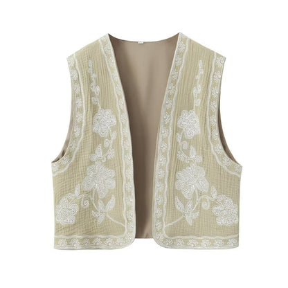 New Women's Embroidered Cardigan Vest