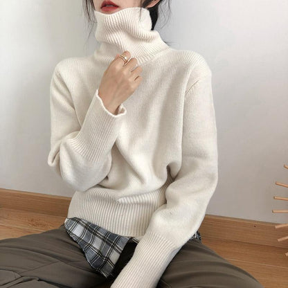 Lazy Style Turtleneck Sweater Women New Retro Loose Knit Top