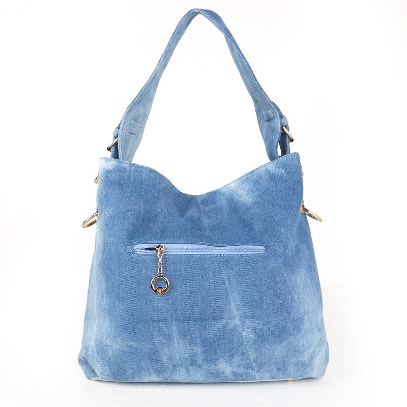 Chic Denim One Shoulder Messenger Handbag