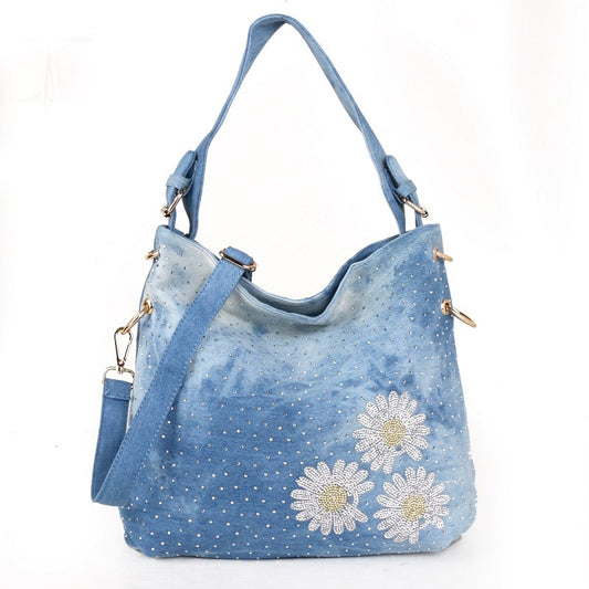 Chic Denim One Shoulder Messenger Handbag