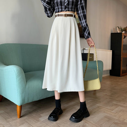 Autumn And Winter Textured Suit Skirt High Waist Drape With Belt