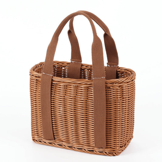 Portable rattan shopping bag