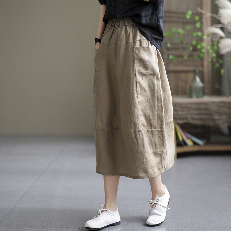 Chic Literary Linen Skirt for Effortless Style