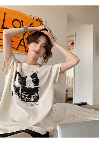 American Cat Printing Short Sleeve T-shirt