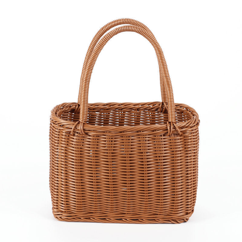 Portable rattan shopping bag