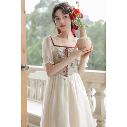 Gentle Milk Sweet  Style Fragmented Flower Dress