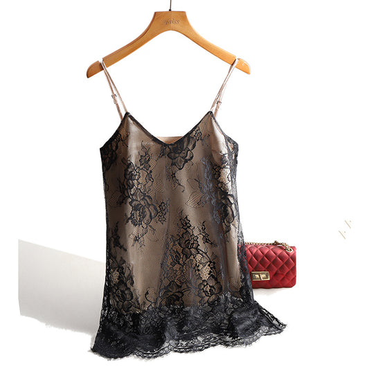 Sexy Lace Spaghetti Strap Top Women Halter V Neck Basic Ca