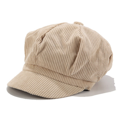 Pure Color Corduroy Hat Women's Trendy Wild Literary Cap