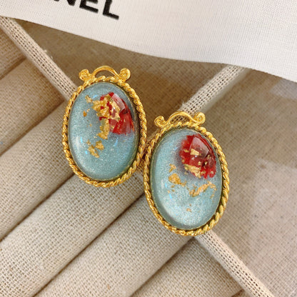 Vintage Jelly Glaze Earrings with Floral Touch