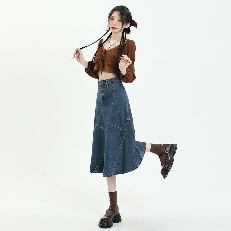 Stylish High-Waist Denim Skirt for Women