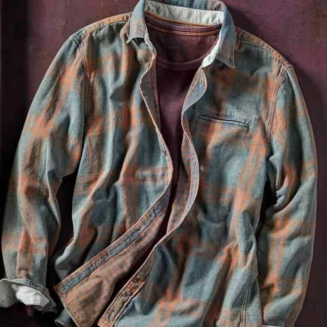 Woven Vintage Men's Plaid Shirt