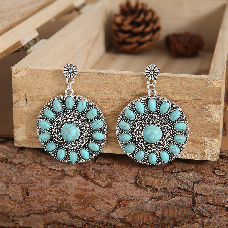 Vintage Bohemian Turquoise Stud Earrings