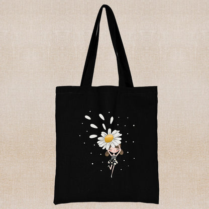 Daisy Print Canvas Shopping Bag: Eco-Friendly Style