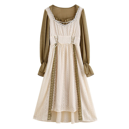 French Vintage Gentle Dress With Waist