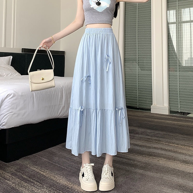 French Ballet Style Bow Layered Cake Dress Skirt For Women