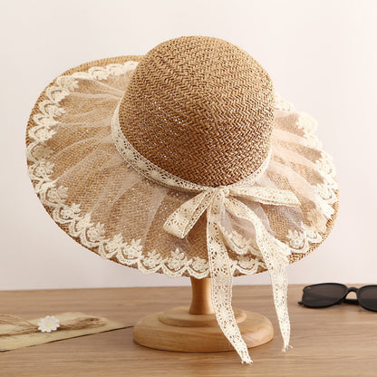 Princess Lolita Straw Hat Lace Butterfly Festival Soft Sister Hat Female Sunscreen Sunscreen French Ladies Style Top Hat