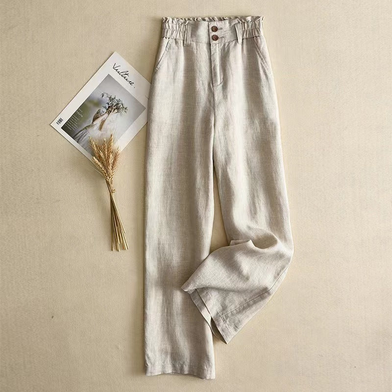 Summer Women's Linen Fashionable Casual Pants Two-piece Suit