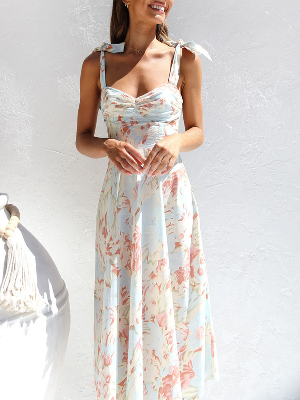 Floral V-Neck Suspender Dress for Women