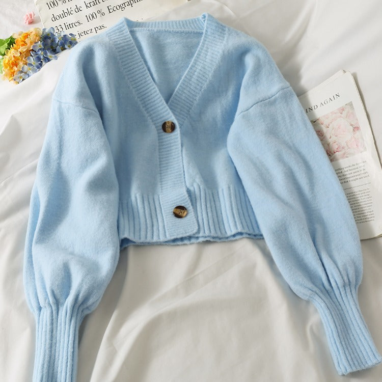 Single Breasted Cardigan With  Spaces And Long Sleeves