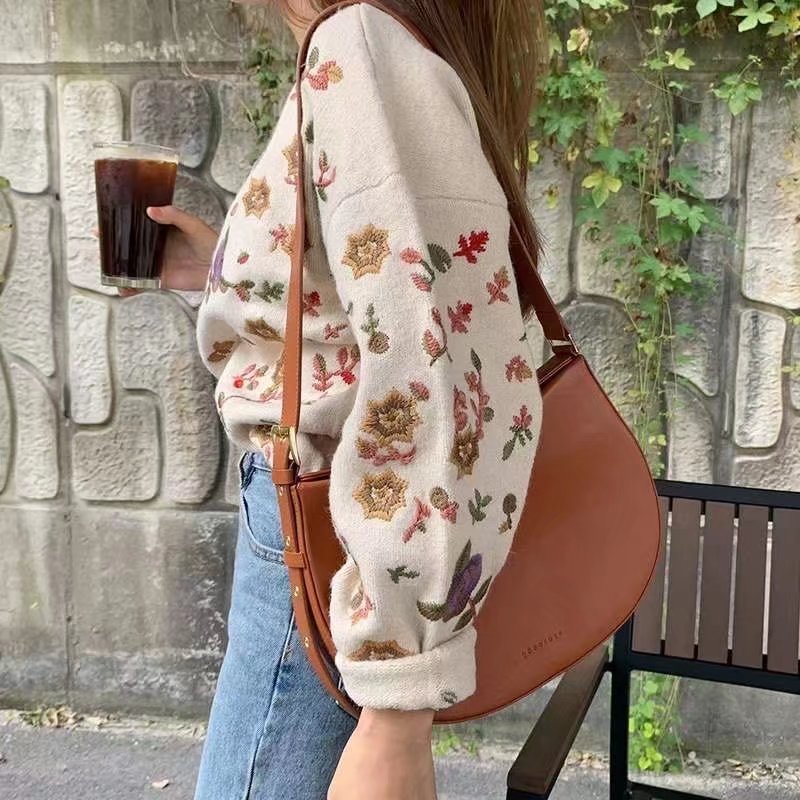 Embroidered Floral Pullover Sweater for Autumn