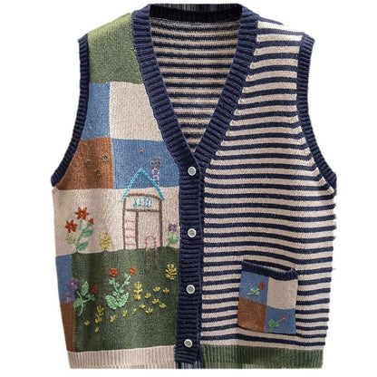 V-neck Knitted Cardigan Vest For Women