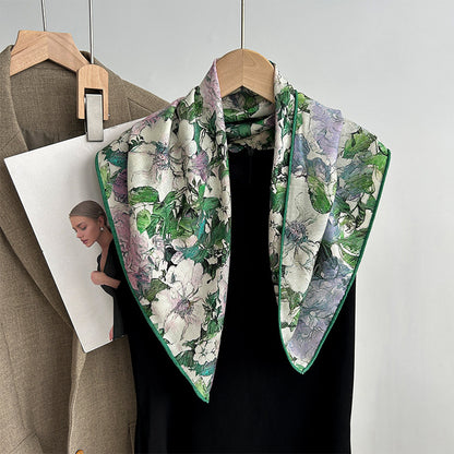 Tropical Jungle Bicolor Silk Wool Square Scarf