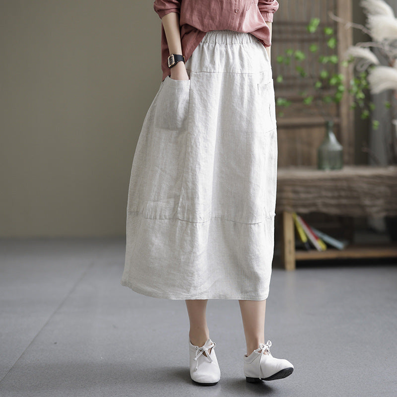 Chic Literary Linen Skirt for Effortless Style