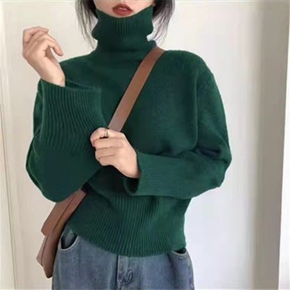 Lazy Style Turtleneck Sweater Women New Retro Loose Knit Top