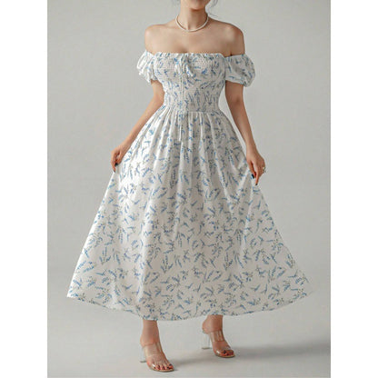 Floral Off-Shoulder A-Line Dress