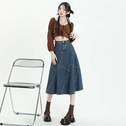 Stylish High-Waist Denim Skirt for Women