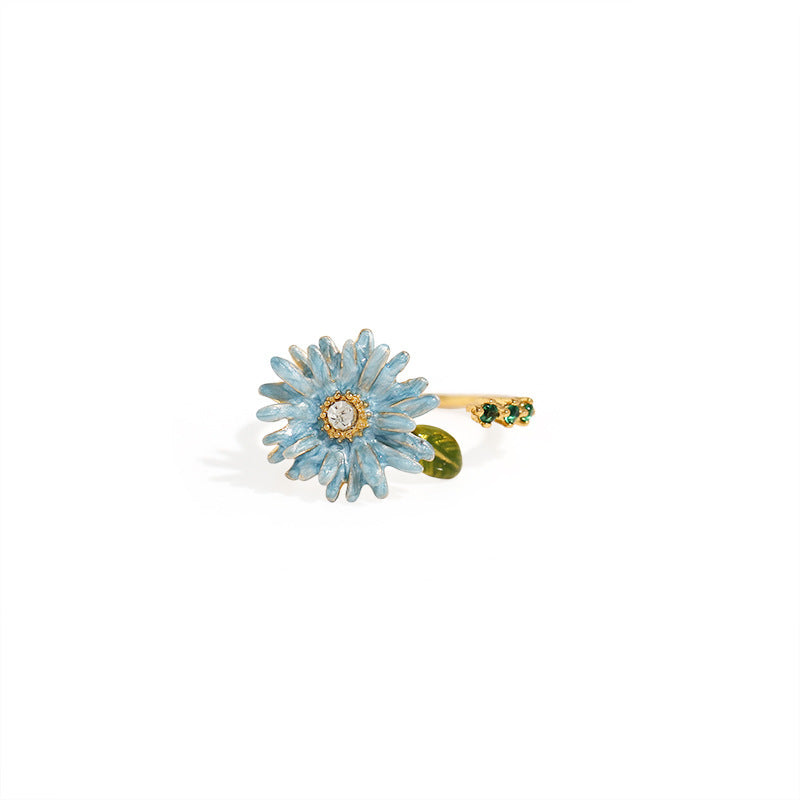 Adjustable Flower Enamel Ring: Daisy Charm