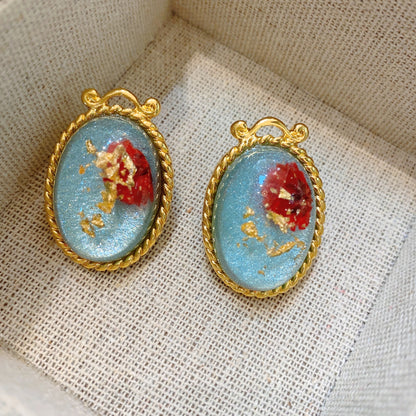 Vintage Jelly Glaze Earrings with Floral Touch