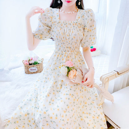 Vintage Floral Chiffon Long Dress