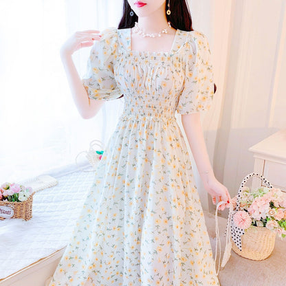 Vintage Floral Chiffon Long Dress