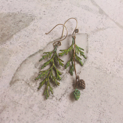 Vintage Pine Branch Earrings: Nature-Inspired Elegance